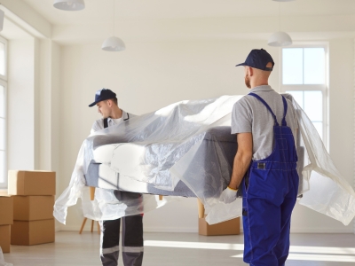 Umzugshelfer tragen Kartons